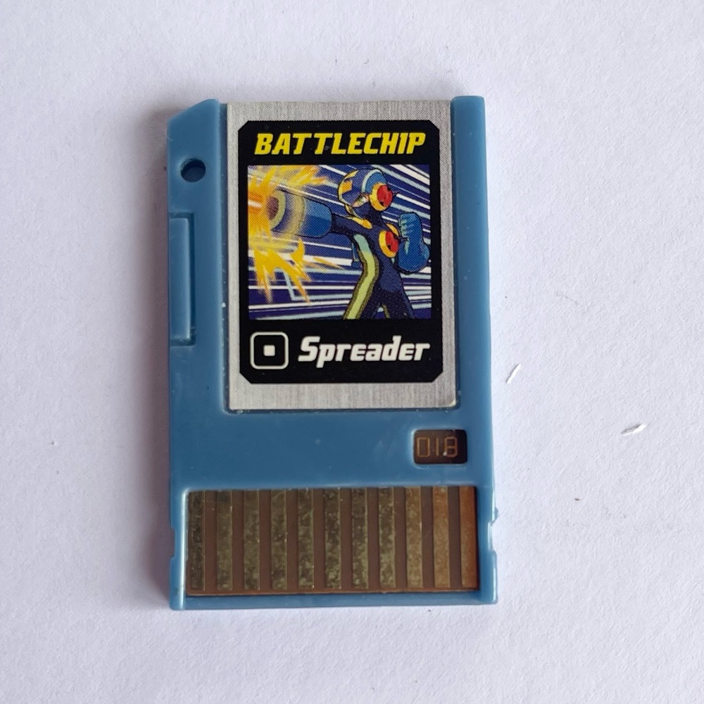 Mega Man Spreader Battle Chip Blue Gaming Vintage